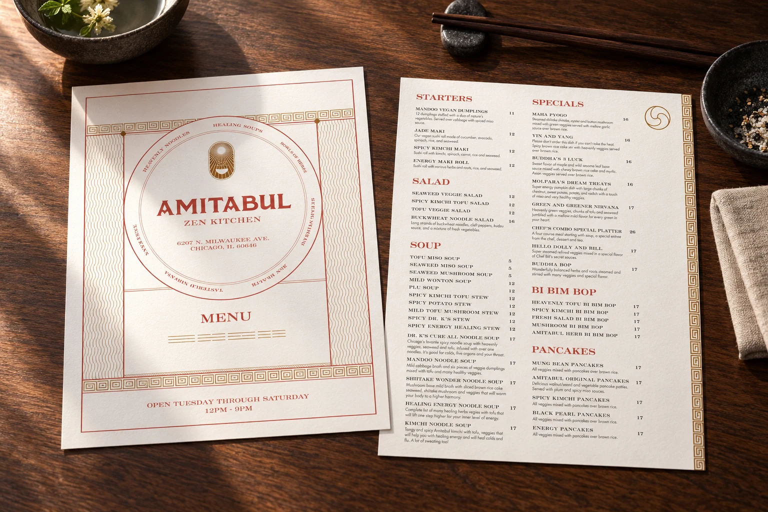 Menu redesign featuring their most popular dishes