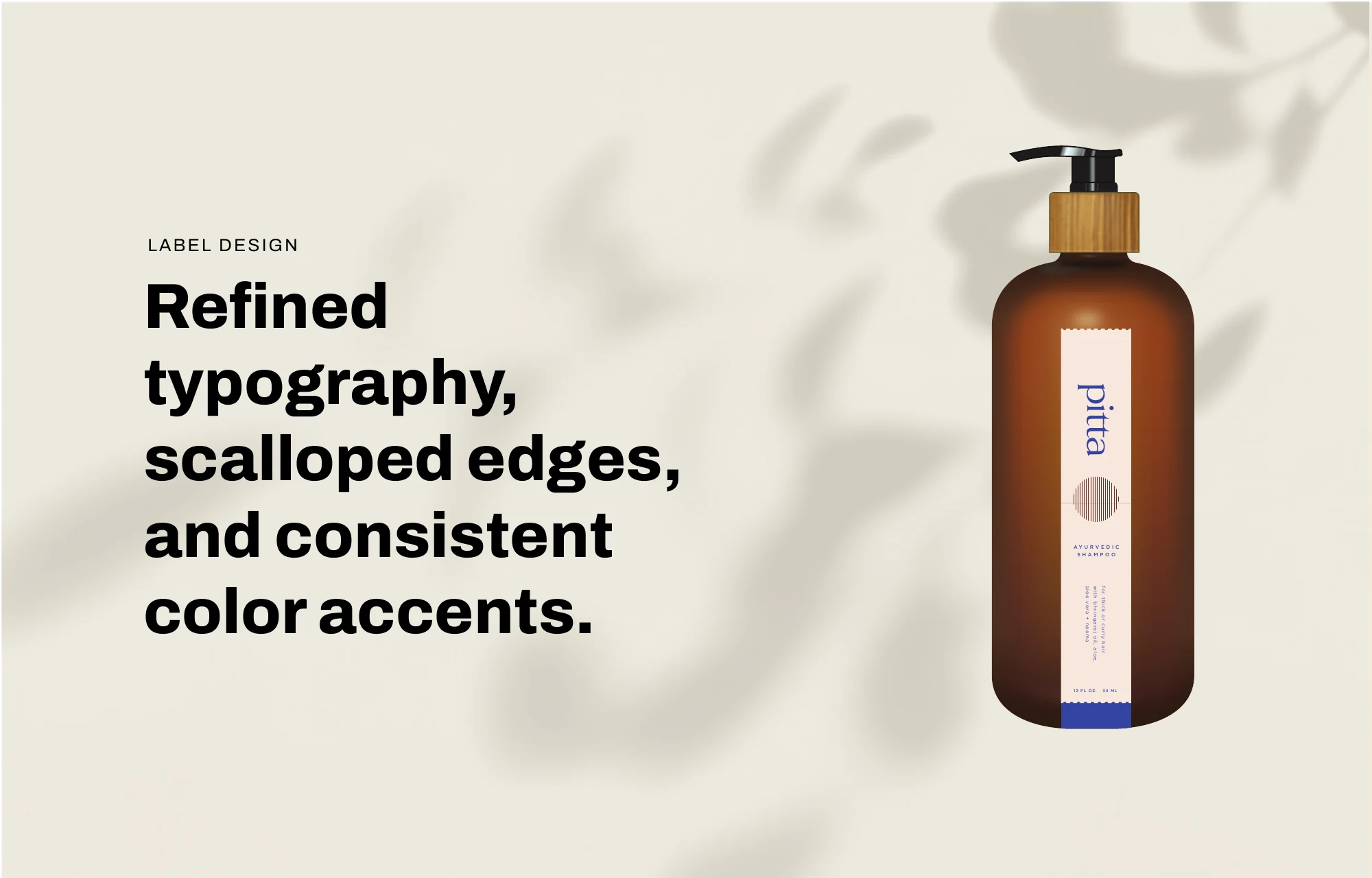 Label design: refined typography, scalloped edges and consistent color accents