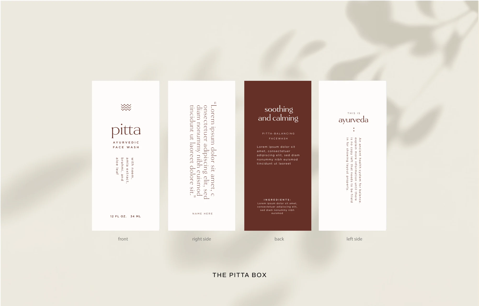 The Pitta box, front, sides and back